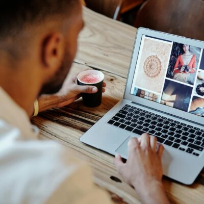 Focused Man using a Laptop